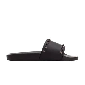 Шлепанцы Valentino Rockstud Rubber Slider Sandal, черный