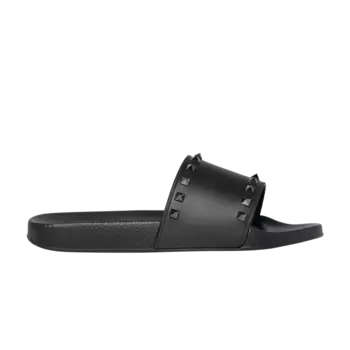 Шлепанцы Valentino Rockstud Rubber Slider Sandal, черный