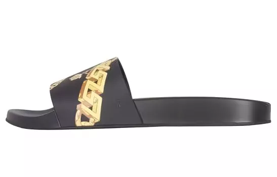 Шлепанцы Versace La Greca Chain Slides, черный