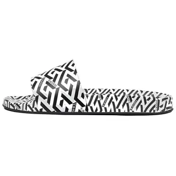 Шлепанцы Versace La Greca Print, черный / белый