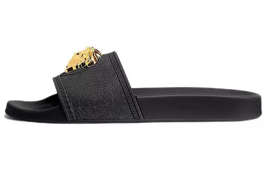 Шлепанцы Versace Palazzo Medusa, черное золото
