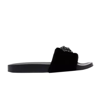 Шлепанцы Versace Wmns La Medusa Faux Fur Slide, черный