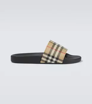 Шлепанцы в винтажную клетку Burberry, нейтральный