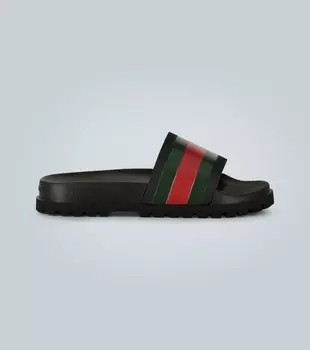 Шлепанцы Web в полоску Gucci, черный