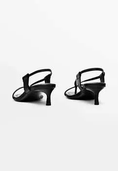 Шлепанцы With Topstitching Massimo Dutti, черные