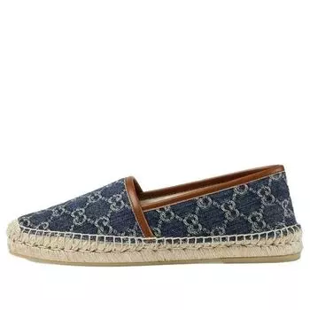 Шлепанцы (WMNS) Gucci Denim Series Breathable Wear-Resistant Double g Jacquard Flat Shoes Blue