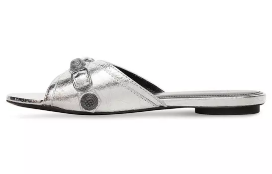 Шлепанцы женские Balenciaga Cagole, серебряный