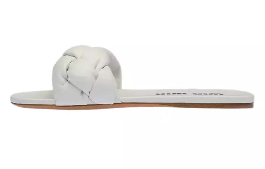 Шлепанцы женские белые Miu Miu