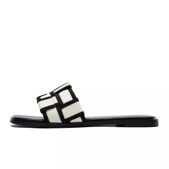 Шлепанцы женские бежевые/черные Zhr