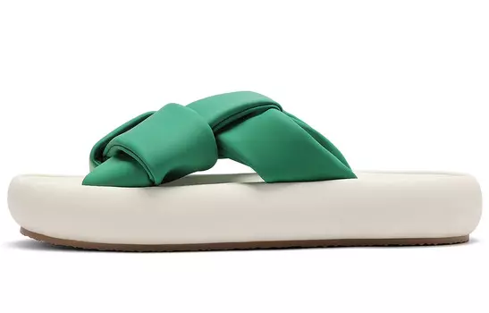 Шлепанцы женские бежевые/зеленые C°Banner