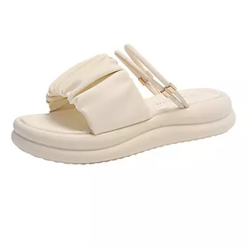 Шлепанцы женские бежевый/серебряный Yalu