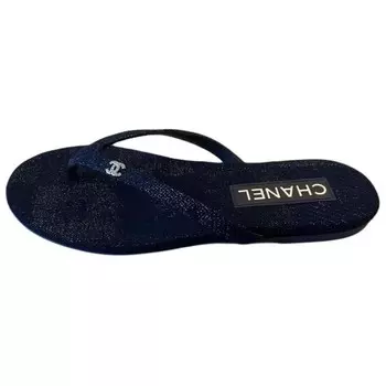 Шлепанцы женские Chanel, темно-синий