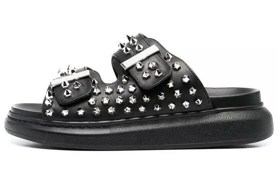 Шлепанцы женские черные Alexander Mcqueen