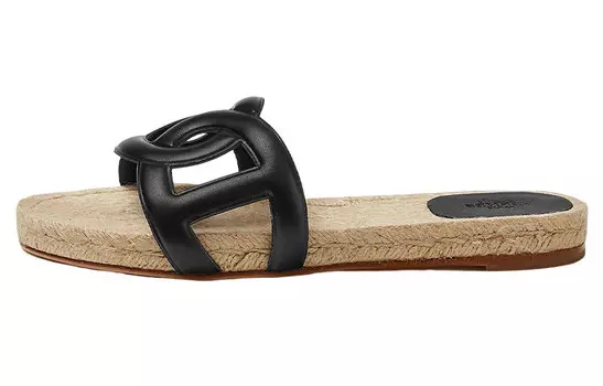 Шлепанцы женские черные Hermes