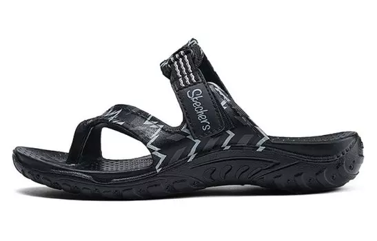 Шлепанцы женские черные/серые Skechers