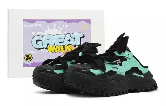 Шлепанцы женские черные/зеленые Fila Fusion