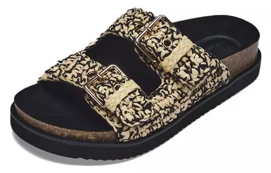 Шлепанцы женские черный/бежевый 73Hours