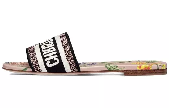 Шлепанцы женские Dior Dway, черный / белый / коричневый