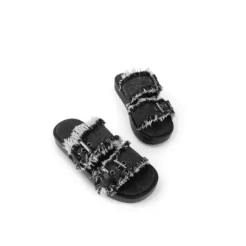 Шлепанцы женские джинсовые черный Injoylife