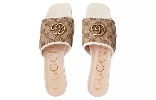 Шлепанцы женские Gucci Double G, коричневый