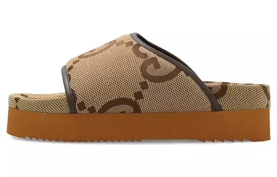 Шлепанцы женские Gucci Jumbo GG Platform, бежевый