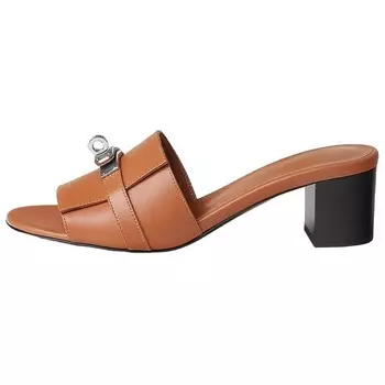 Шлепанцы женские Hermes, коричневый