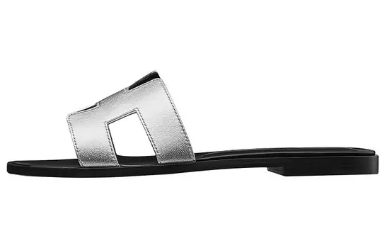 Шлепанцы женские Hermes Oran, серебряный