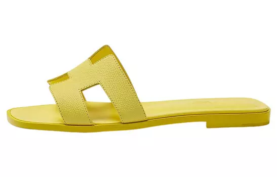 Шлепанцы женские Hermes, желто-кремовый