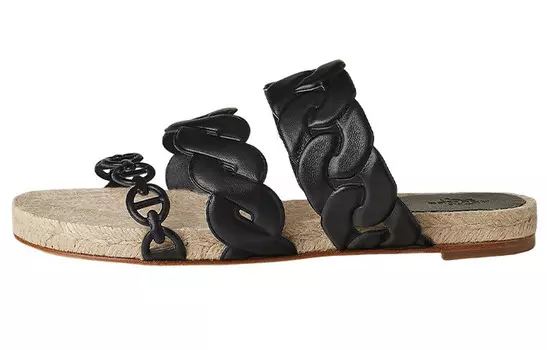 Шлепанцы женские Herms, черный