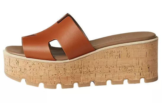 Шлепанцы женские Herms, коричневый