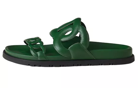 Шлепанцы женские Herms, зеленый