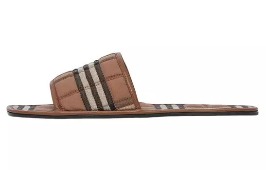 Шлепанцы женские на плоской подошве Burberry, клетка