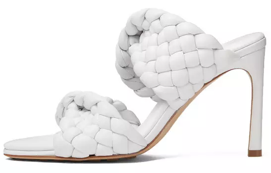 Шлепанцы женские оптоволоконные белые Bottega Veneta