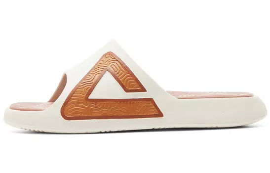 Шлепанцы женские парусиновые белые/карамельно-коричневые Peak