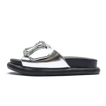 Шлепанцы женские серебряный/черный Deerway