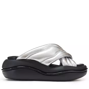 Шлепанцы женские серебряный/черный Vittorio Ventura