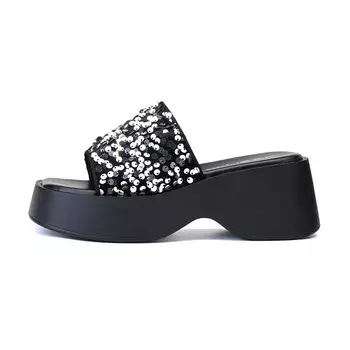 Шлепанцы женские серебряный Deerway, цвет Silver/Black