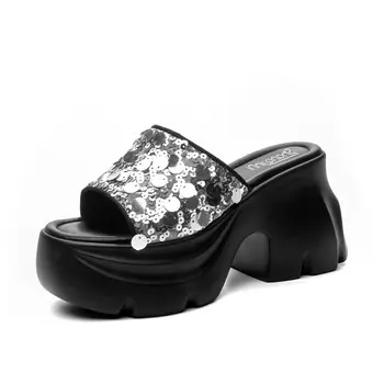 Шлепанцы женские Shangjinni, серебряный