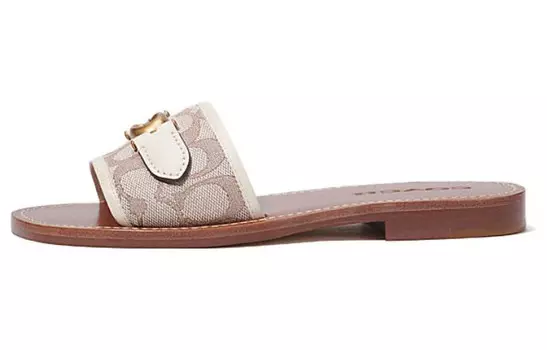 Шлепанцы женские светло-кофейного цвета Coach