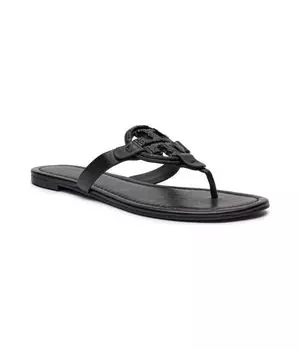 Шлепанцы женские Tory Burch кожаные с логотипом, черный