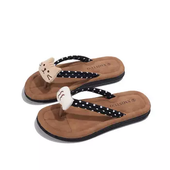 Шлепанцы женские Xmistuo, цвет 8898-1 Black [Plush Cat and Fish]