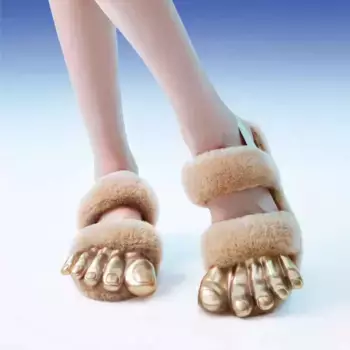 Шлепанцы женские золотой Ugg, золотой