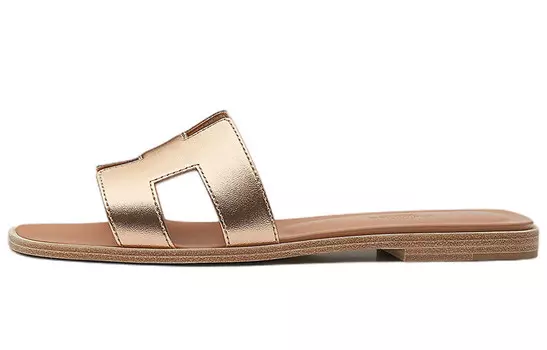 Шлепанцы женские золотые Hermes