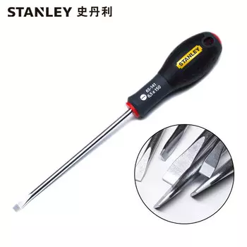 Шлицевая отвертка Stanley с трехцветной ручкой, нескользящая, 6,5x150 мм 65-141-14