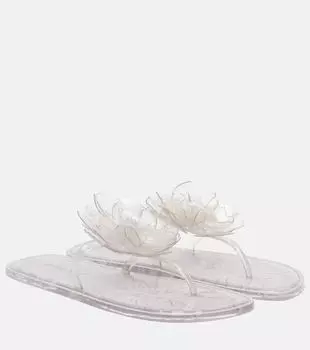 Шлёпанцы-танкетки с цветочным апплике Farm Rio, слоновая кость