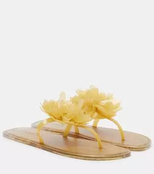 Шлёпанцы-танкетки с цветочным апплике Farm Rio, Buttermilk