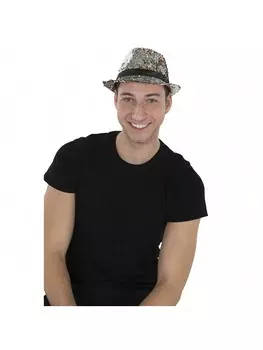 Шляпа Fedora для вечеринки с пайетками, серебряный