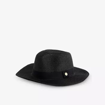 Шляпа-федора из бумаги с гравированной пряжкой Melissa Odabash, черный