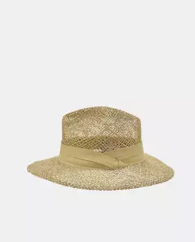 Шляпа-федора натурального цвета с бежевой лентой Seeberger, цвет Natural