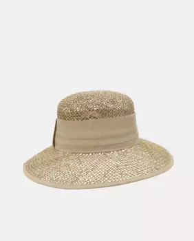 Шляпа-клош из натуральных волокон с лентой и отделкой в тон Seeberger, цвет Natural